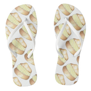 Vanilla Cream Puff Creampuff Pastry French Bakery Flip Flops
