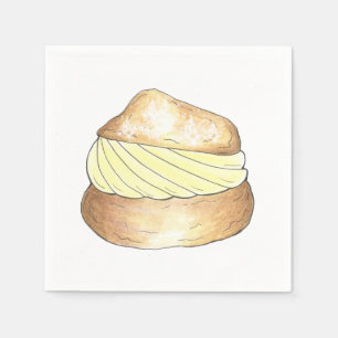 Vanilla Cream Puff French Pastry Dessert Napkins