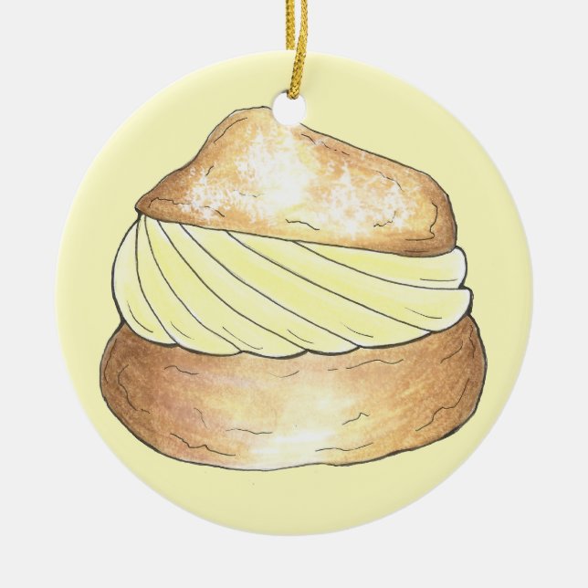 Vanilla Cream Puff Pastry Sweet Creampuff Foodie Ceramic Tree Decoration (Front)