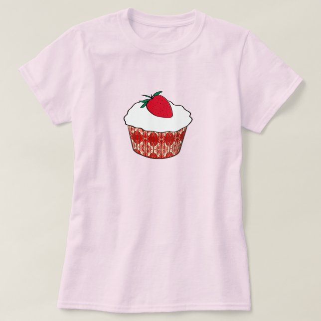 Vanilla cupcake with a strawberry T-Shirt (Design Front)
