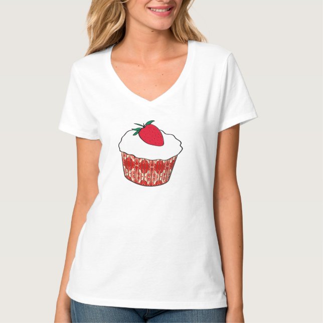 Vanilla cupcake with a strawberry T-Shirt (Front)
