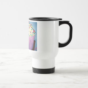Vanilla Cupcake with Sprinkles Art Travel Mug