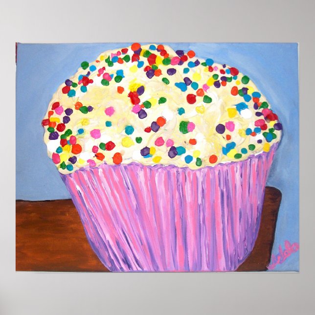 "Vanilla Cupcake With Sprinkles" Poster (Front)