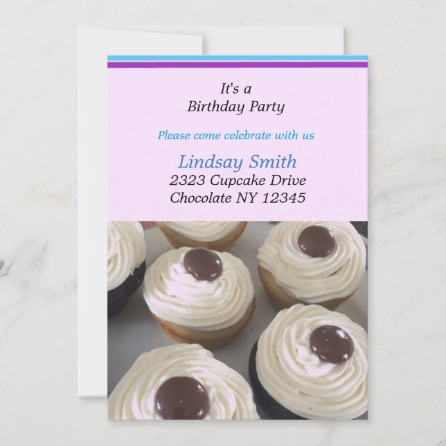 Vanilla Cupcakes Birthday Party Invitation (Front)