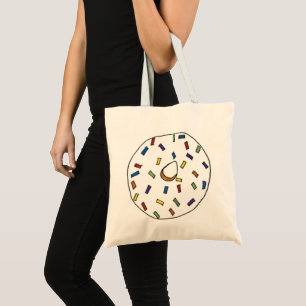 Vanilla Doughnut Doughnut Rainbow Sprinkles Foodie Tote Bag