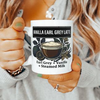 Vanilla Earl Grey Latte Kitchen Recipe Coffee Mug