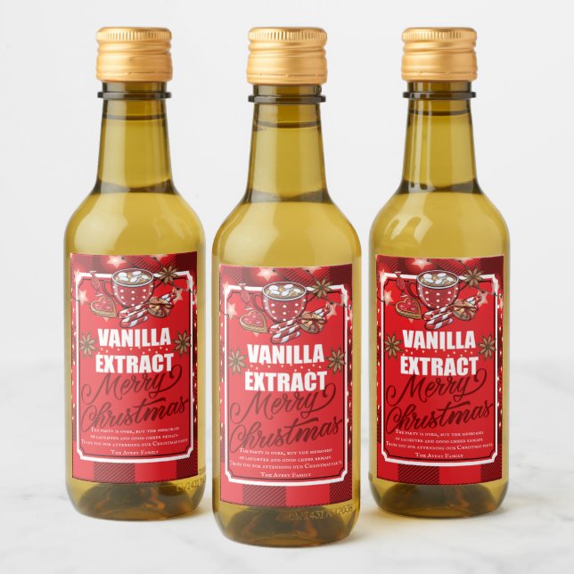 Vanilla Extract Favour Christmas Party Personalise Wine Label (Bottles)