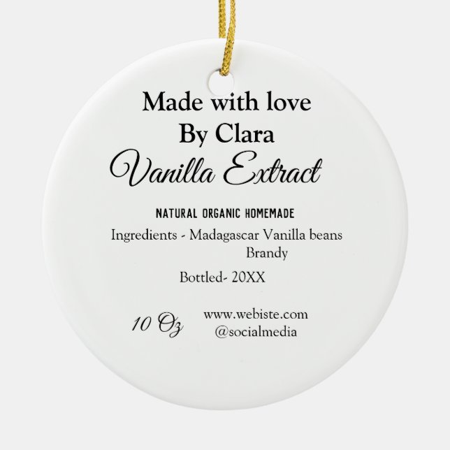Vanilla extract homemade add ingredients weight de ceramic tree decoration (Front)