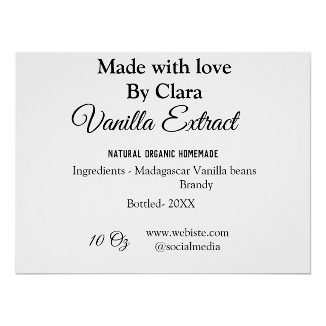 Vanilla extract homemade add ingredients weight de poster (Front)
