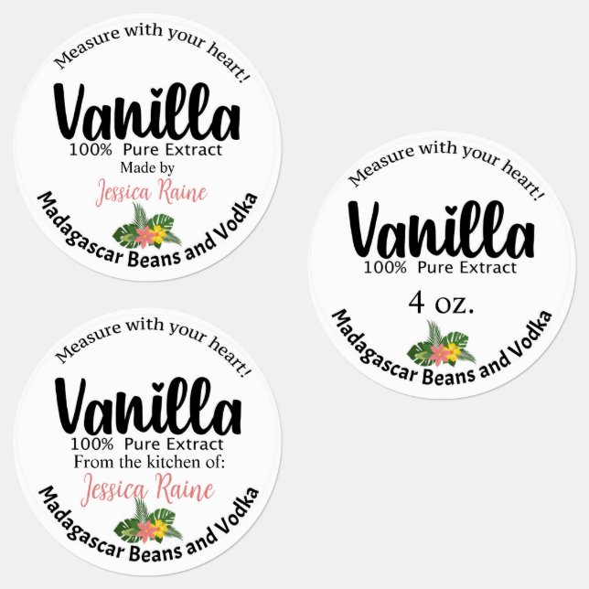 Vanilla Extract Labels, Madagascar bean Labels (Group)
