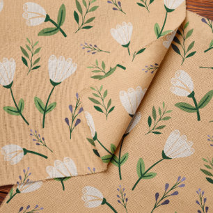 Vanilla Fabric with Soft White Flowers