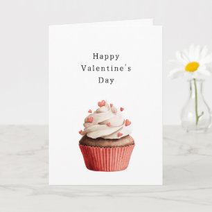 Vanilla Frosting Hearts Chocolate Cupcake Card