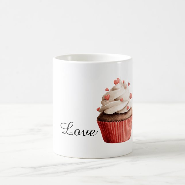 Vanilla Frosting Hearts Chocolate Cupcake Coffee Mug (Center)