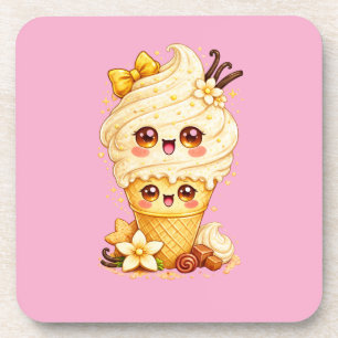 Vanilla Ice Cream Cone Kawaii Coaster