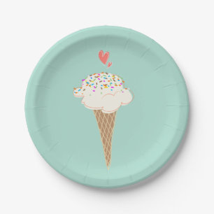Vanilla Ice Cream Cone  Paper Plate