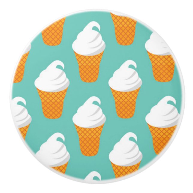 Vanilla Ice Cream Cone Pattern Ceramic Knob (Front)