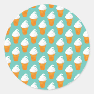 Vanilla Ice Cream Cone Pattern Classic Round Sticker