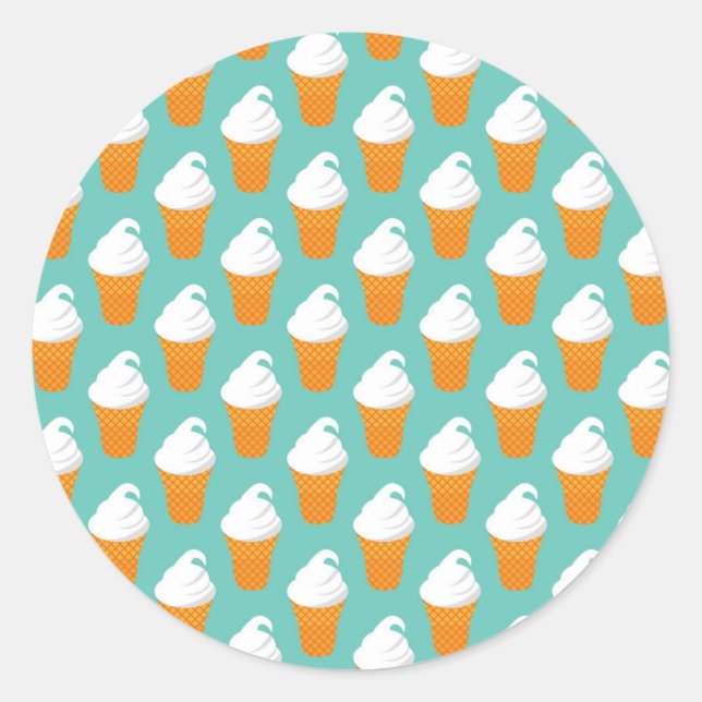 Vanilla Ice Cream Cone Pattern Classic Round Sticker (Front)