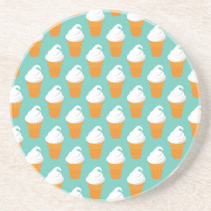 Vanilla Ice Cream Cone Pattern Coaster