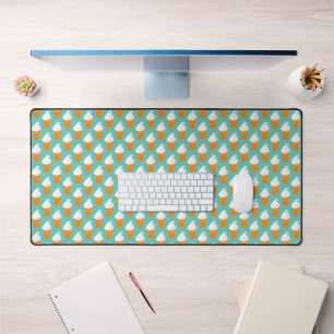 Vanilla Ice Cream Cone Pattern Desk Mat