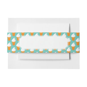 Vanilla Ice Cream Cone Pattern Invitation Belly Band