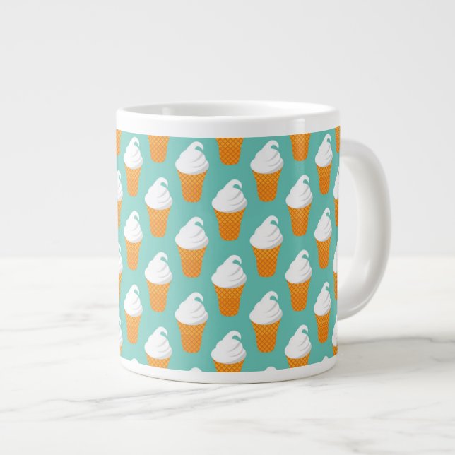 Vanilla Ice Cream Cone Pattern Large Coffee Mug (Front Right)