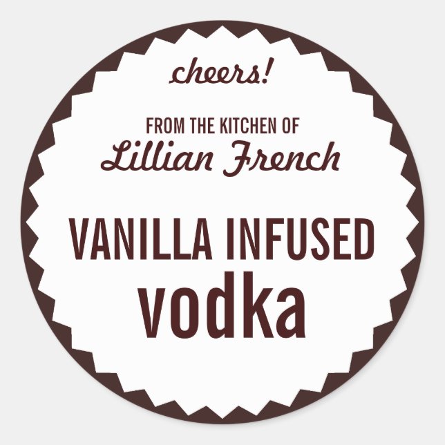 Vanilla Infused Vodka Bottle Label Template (Front)