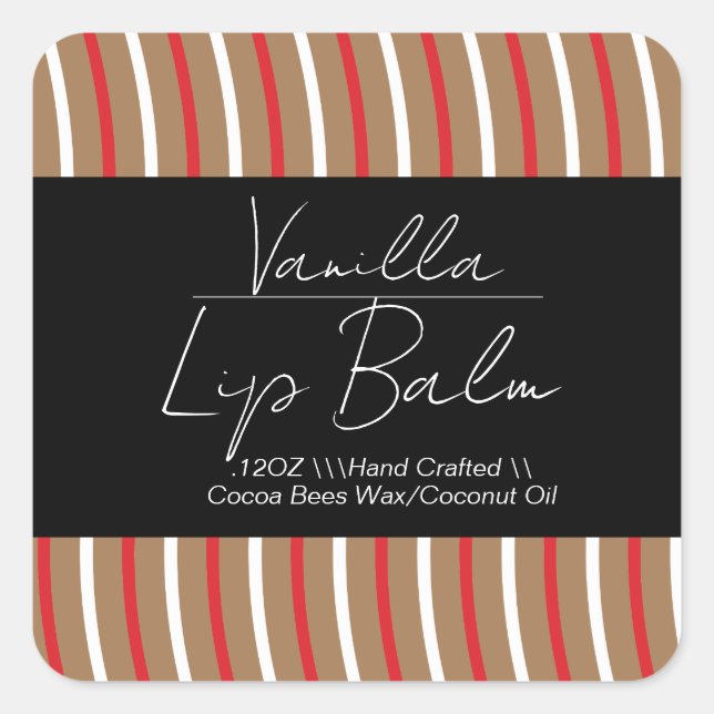 Vanilla Lip Balm Peppermint Swirls Packaging  Square Sticker (Front)