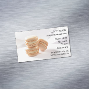 Vanilla Macarons Food Pastry Chef Bakery Baker Magnetic Business Card
