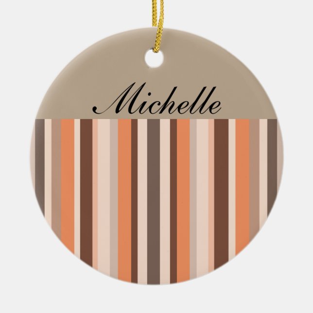 Vanilla Melon  Stripes Ceramic Tree Decoration (Front)