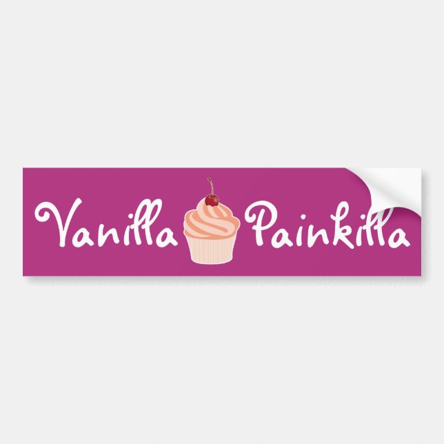 Vanilla Painkilla | Humourous Cupcake Customisable Bumper Sticker (Front)