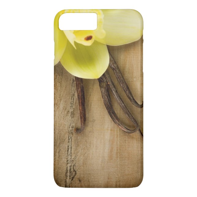 Vanilla Pods and Flower over Wooden Background Case-Mate iPhone Case (Back)