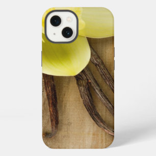 Vanilla Pods and Flower over Wooden Background iPhone 13 Case