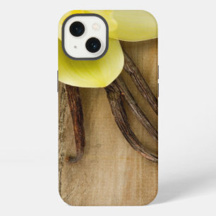 Vanilla Pods and Flower over Wooden Background iPhone 13 Case