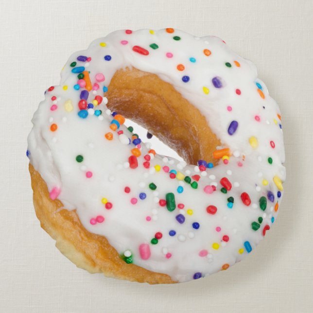 Vanilla Sprinkles Doughnut Novelty Round Cushion (Front)