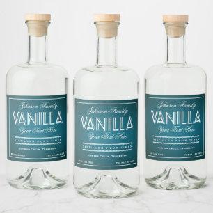 Vanilla Teal and White Bottle Label