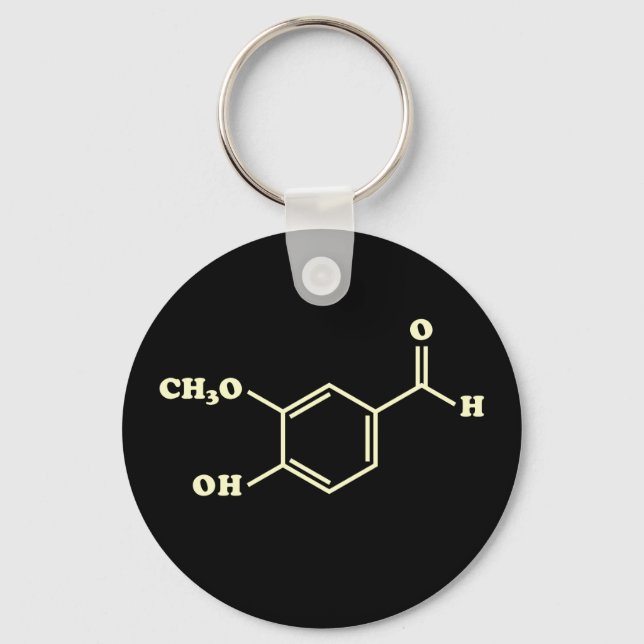 Vanilla Vanillin Molecular Chemical Formula Key Ring (Front)