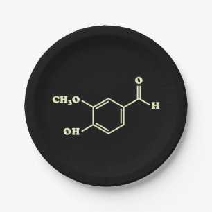 Vanilla Vanillin Molecular Chemical Formula Paper Plate