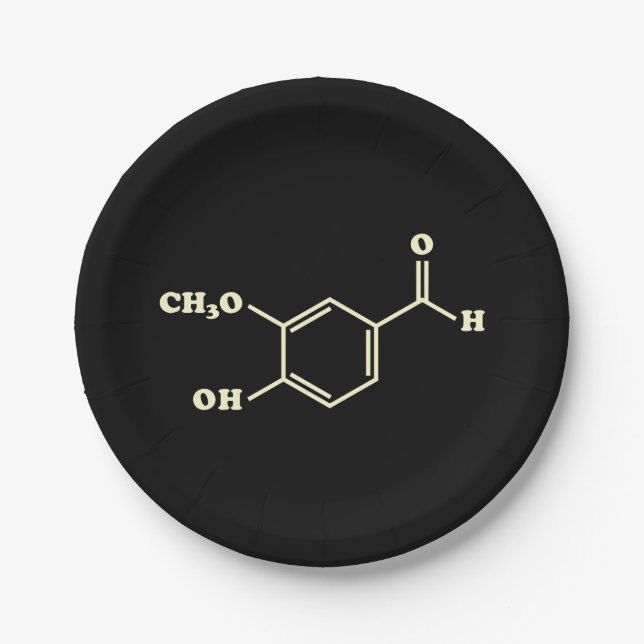 Vanilla Vanillin Molecular Chemical Formula Paper Plate (Front)