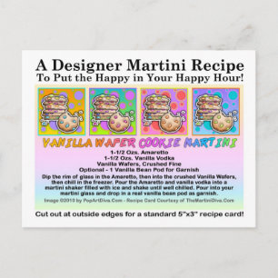 Vanilla Wafer Cookie Martini Recipe Card Postcard