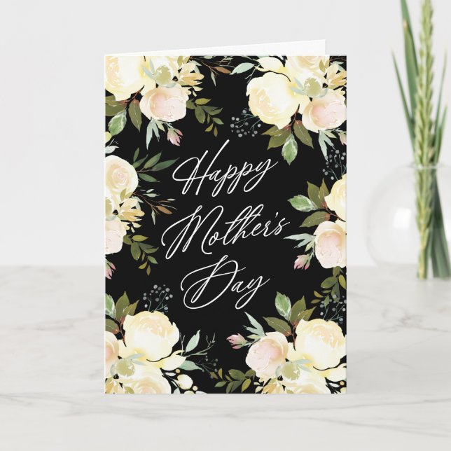 Vanilla Watercolor Florals Mother’s Day Holiday Card (Front)