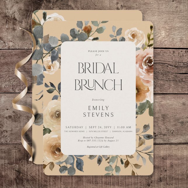 Vanilla White Boho Roses Cream Bridal Brunch Invitation (Vanilla White Boho Roses Cream Bridal Brunch Invitation)