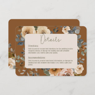 Vanilla White Boho Roses Rust Details Wedding Enclosure Card