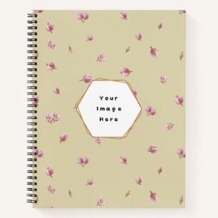Vanilla Yellow Japanese Pink Tulip Floral Pattern Notebook