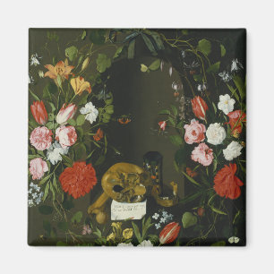 Vanitas Still Life with Flowers Magnet