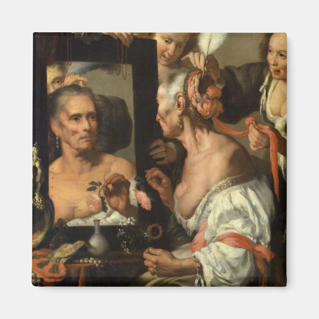 Vanitas, The Old Coquette by Bernardo Strozzi Magnet (Front)