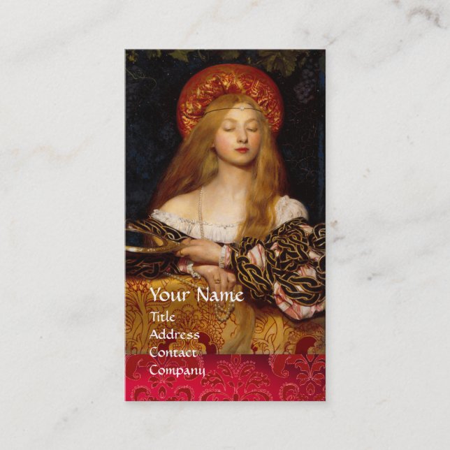 VANITY BEAUTY-FASHION COSTUME DESIGNER Red Damask Business Card (Front)
