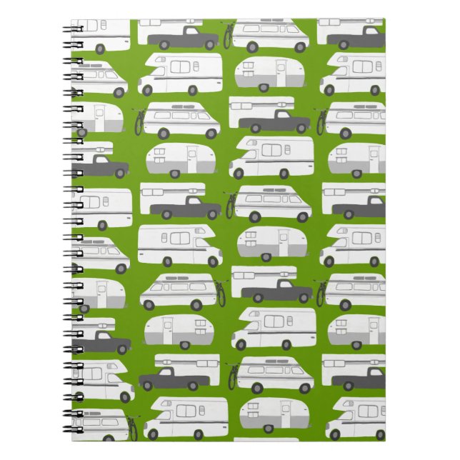 Vanlife Camping Camper RV Trailer Pattern Notebook (Front)