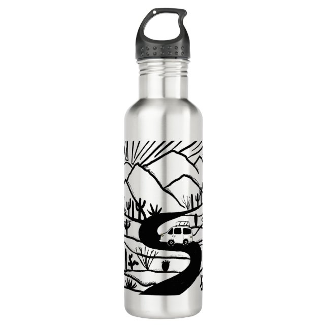 VANLIFE Desert Cacti Mountain Explore Adventure 710 Ml Water Bottle (Front)