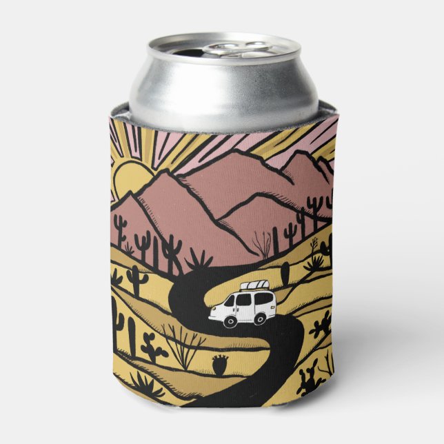 VANLIFE Desert Mountain Explore Adventure Can Cooler (Can Front)